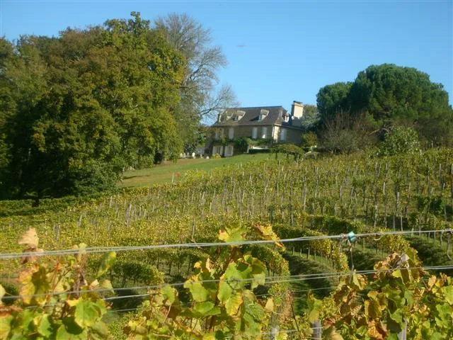 La maison du Domaine de Souch au-dessus des vignes, coteaux de Laroin près de Pau